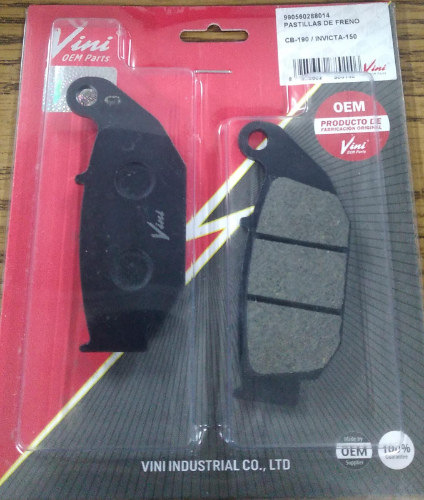 PASTILLAS TRASERAS CB-190 /INVICTA GIXXER 150 FILA:17 COD:880146