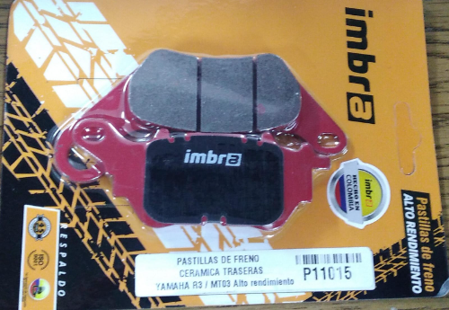 PASTILLAS IMBRA DE FRENO CERAMICA TRASERAS YAMAHA R3/MT03 ALTO RENDIMIENTO FILA:24 COD:11015