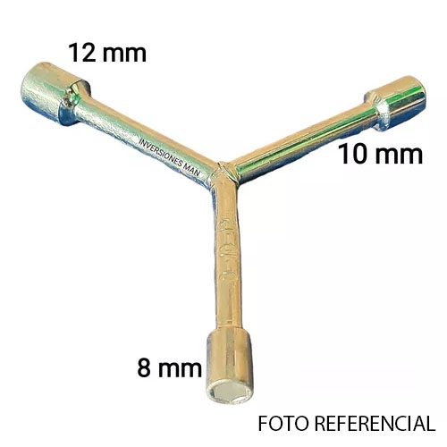 Llave Tipo Y Dado Motos Herramienta 8 / 10 / 12 Mm