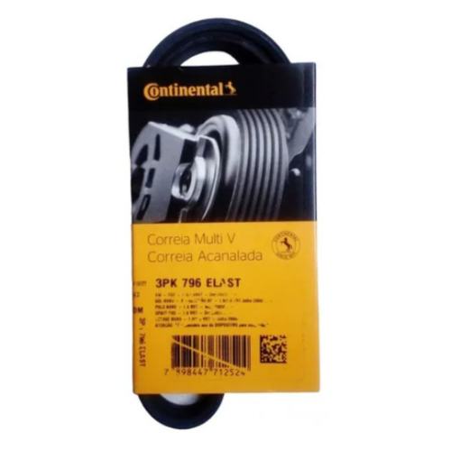 Correa Aire Acondicionado Elastica 3PK796 09-14 CONTINENTAL Orig Fox/ Crossfox/ Spacefox/ Polo 1.6