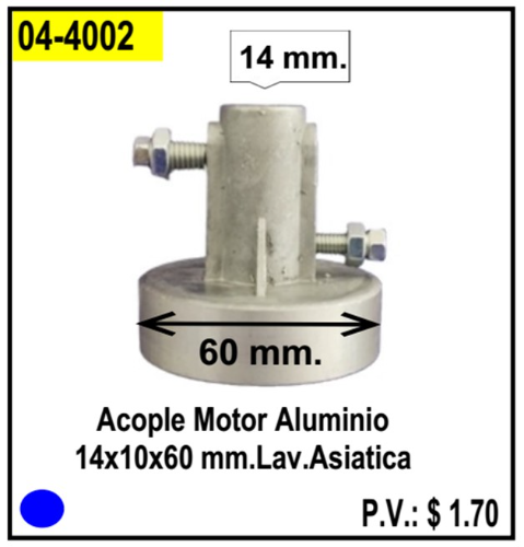 ACOPLE MOTOR 14X10X60MM. LAV. ASIATICAS