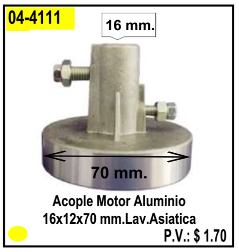 ACOPLE MOTOR 16X12X70 MM. LAV.ASIATICA
