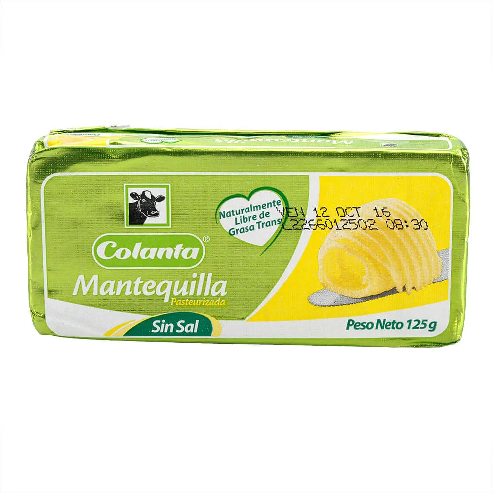 Colanta Mantequilla Sin Sal 125g
