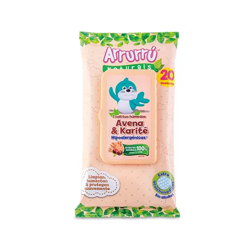 Arrurru Naturals Toallitas Humedas Avena y Karite Bolsa
