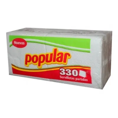 Servilletas Partidas Popular, Paquete 2 x 300 Unds.