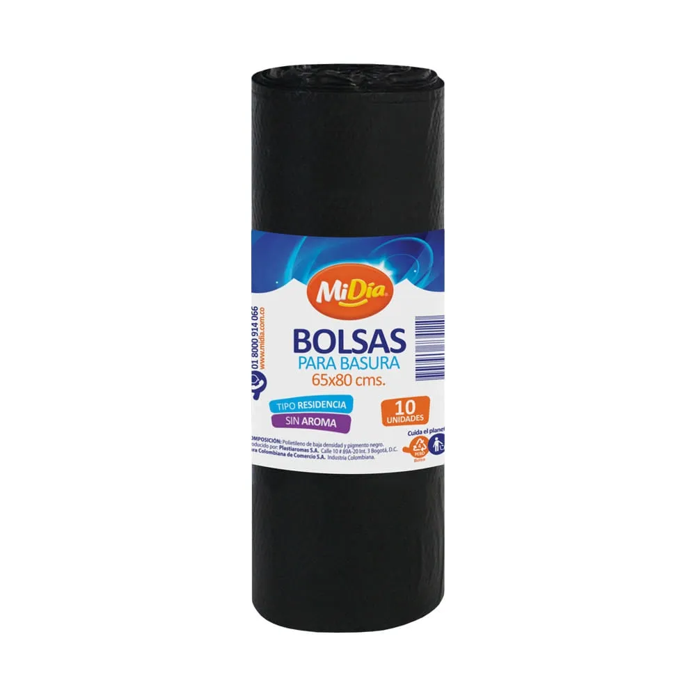 Bolsa de Basura Negra MiDía 65x80 Rollox10