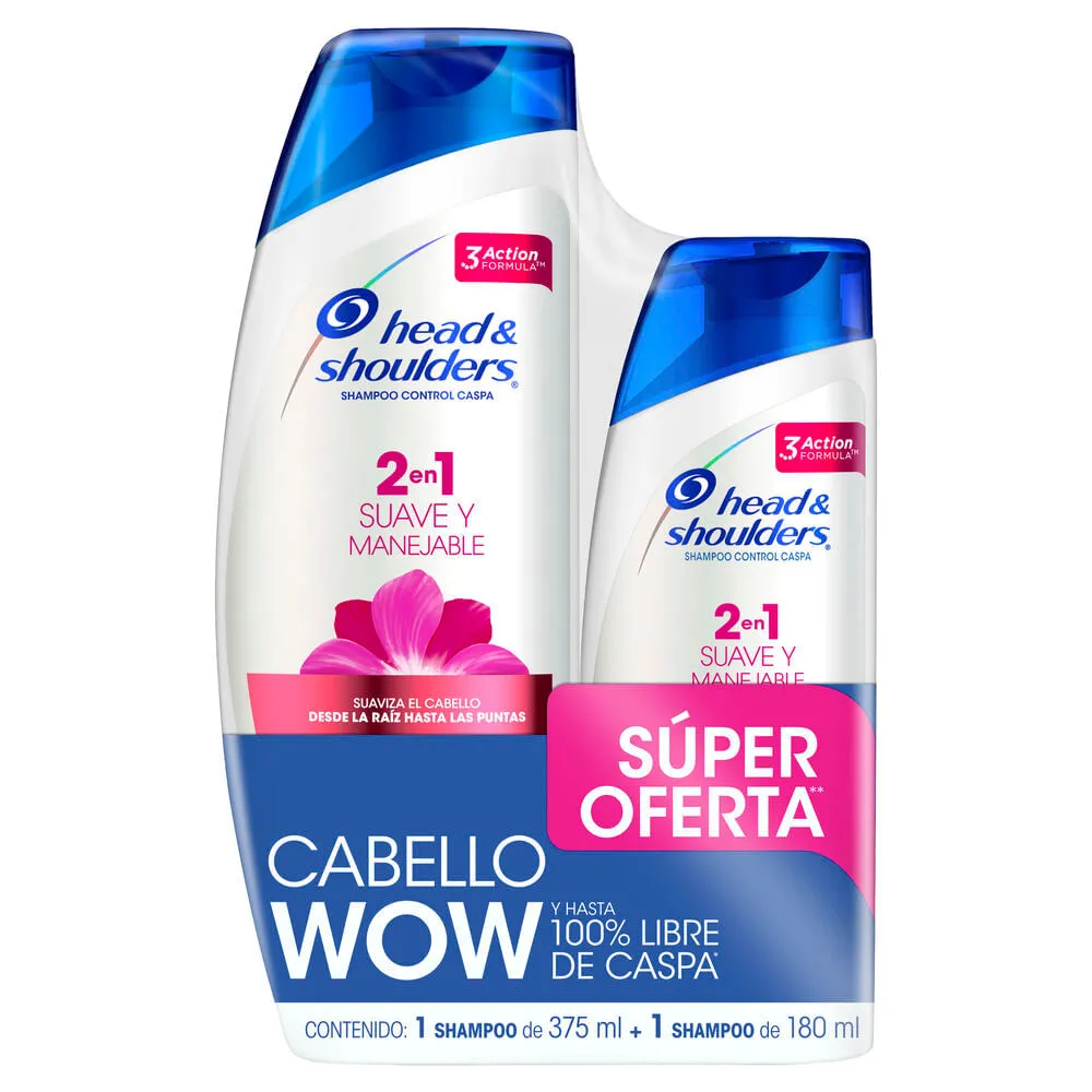 Shampoo Head & Shoulders 2En1 Suave Y Manejable 1 x 375ml + 1 x 180ml