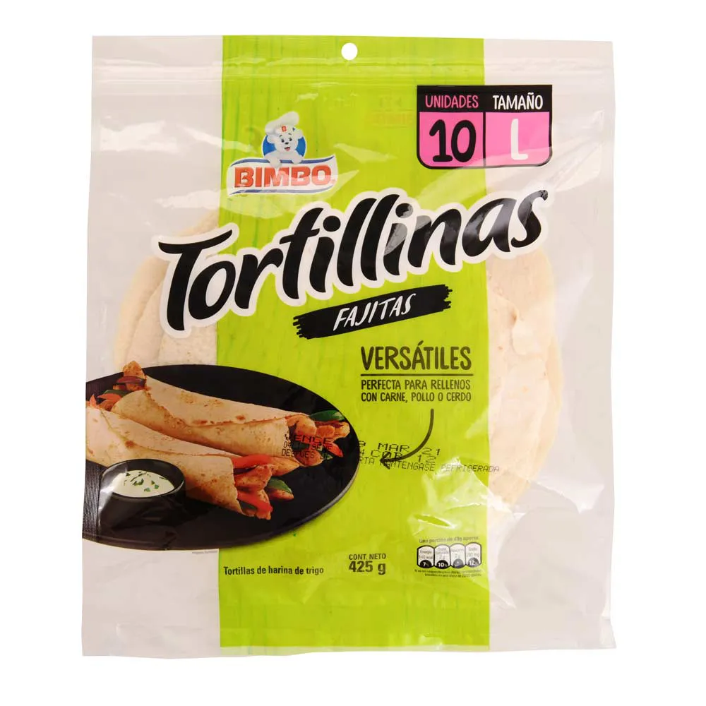 Tortillas Bimbo para Fajitas y Burritos x 425g