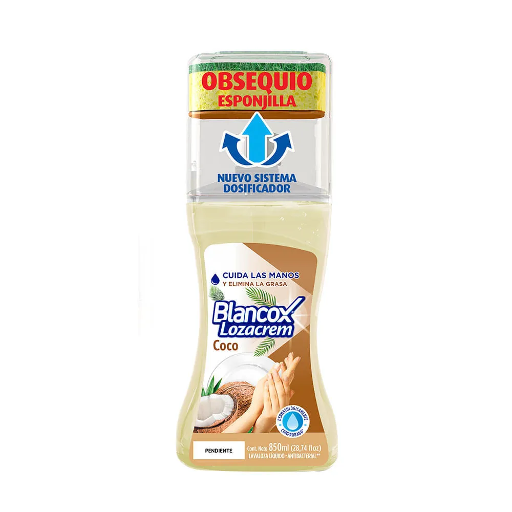 LavaLoza Blancox LozaCrem Liquido Coco x850ml Gratis Esponja