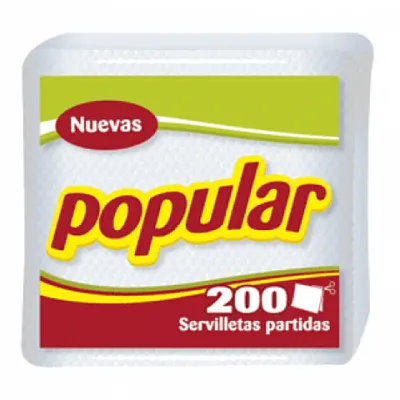 Servilletas Partidas Popular, Paquete x 200 Unds.