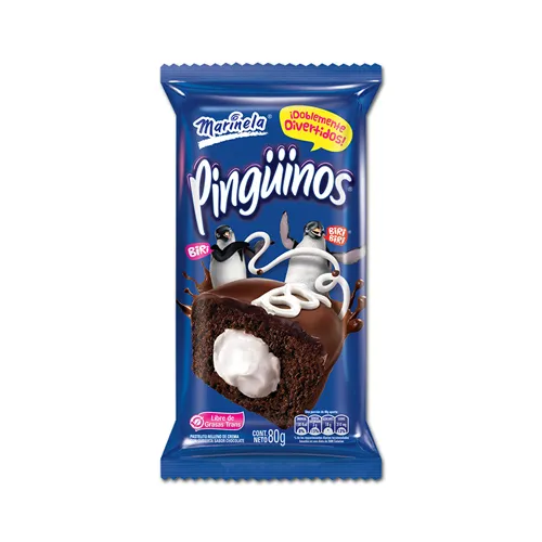 Pingüinos Marinela, Sabor a Cookies & Cream, Paquete x 2 Unds x 80g