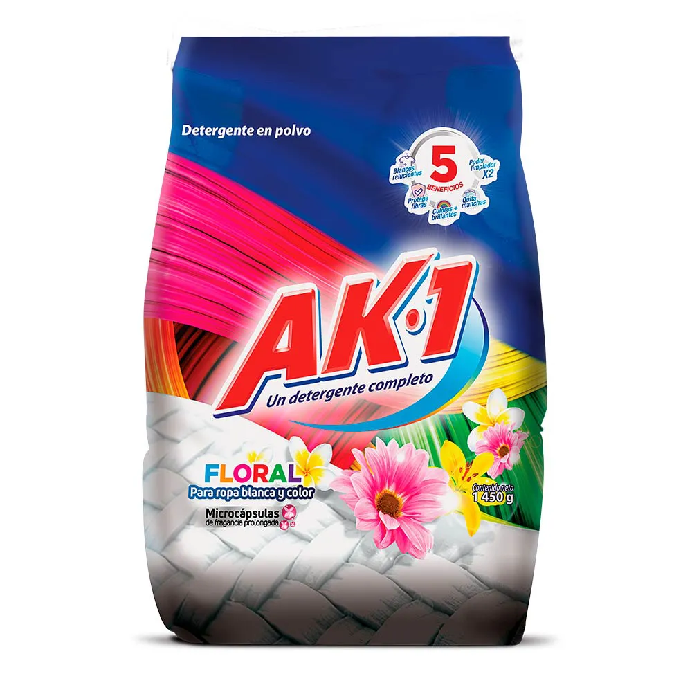 Detergente en Polvo AK-1 Floral Bolsa x 1450 g