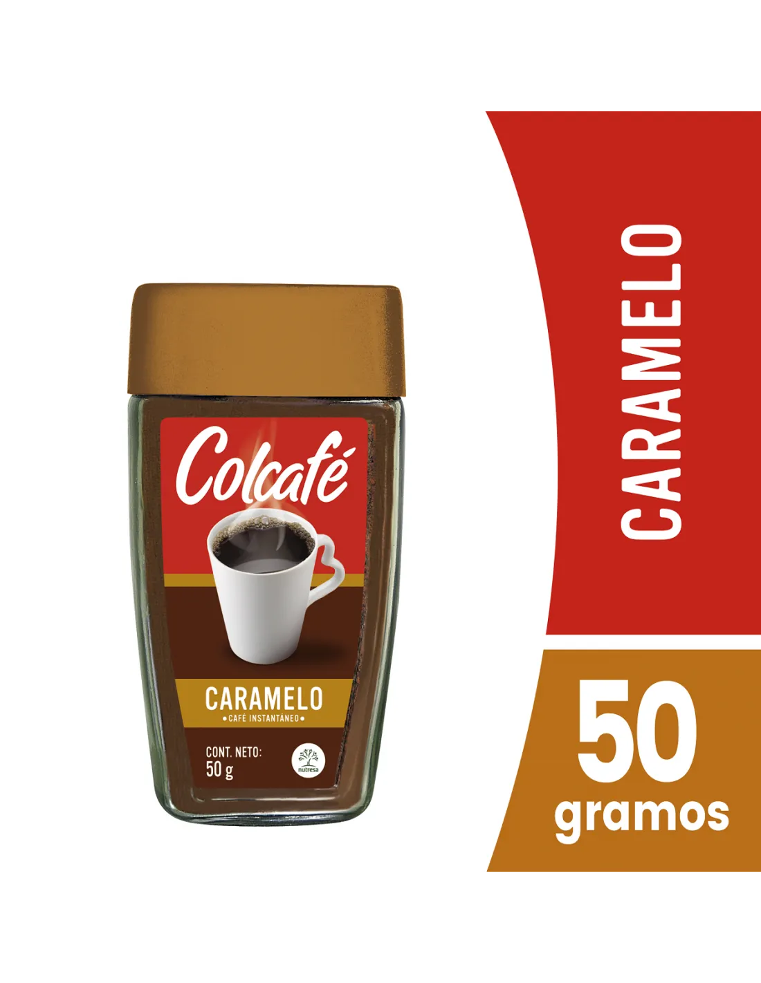Café Instantáneo en Polvo Colcafé Caramelo, Frasco x 50g