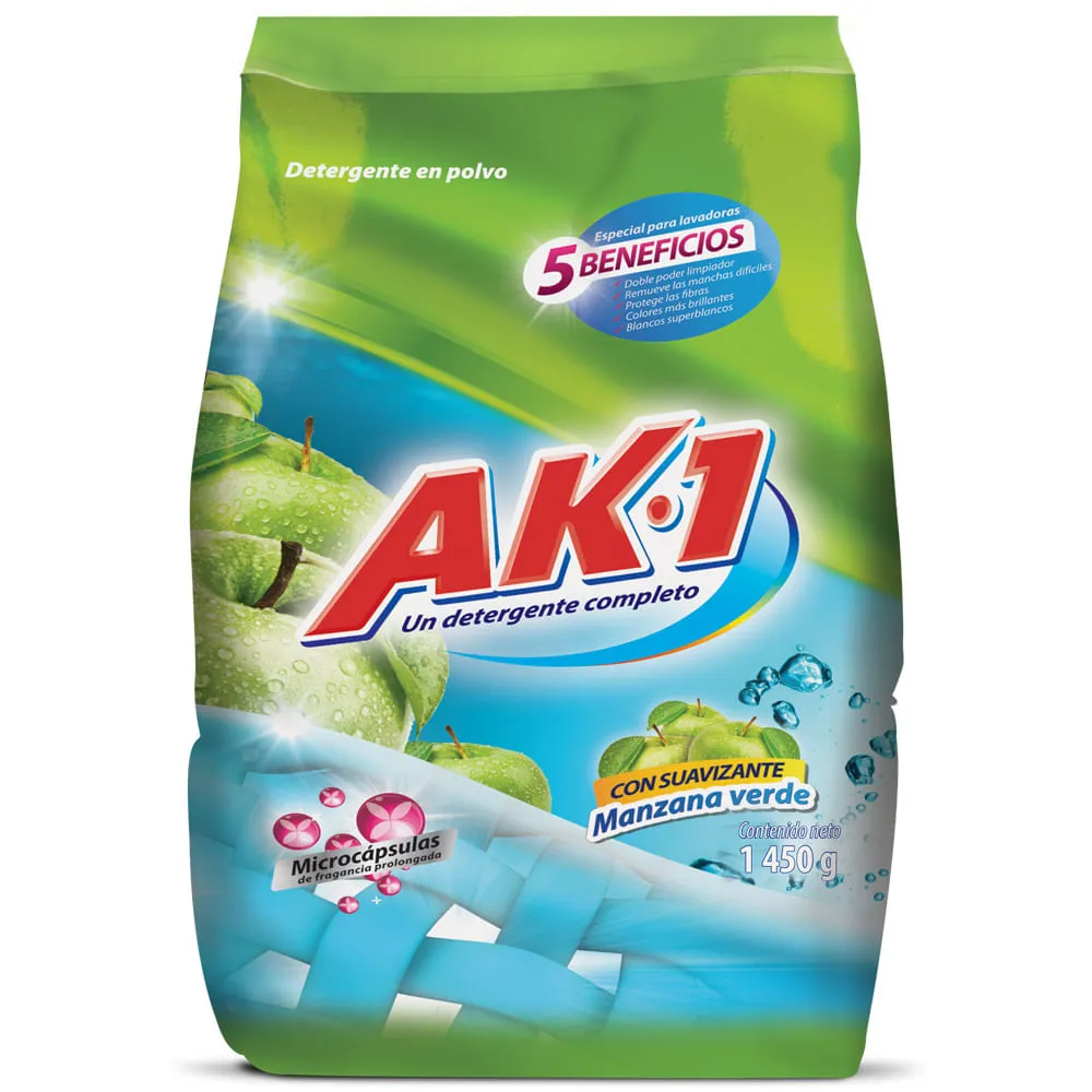 Detergente en Polvo AK-1 Manzana Verde, Bolsa x 1450g