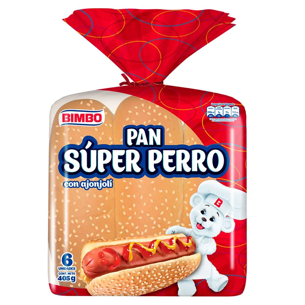 Pan Súper Perro Bimbo, Paquete x 6 Unid x 405g