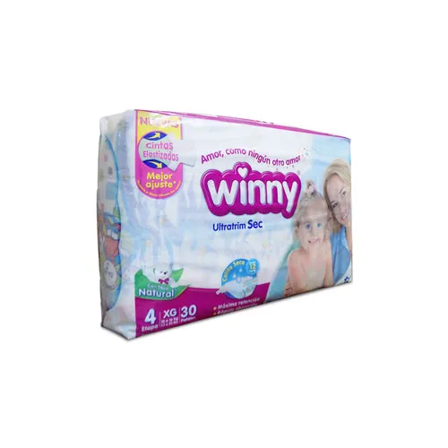 Pañal desechable Winny Ultratrim Sec Etapa 4 XG, Paquete x 30 Unds